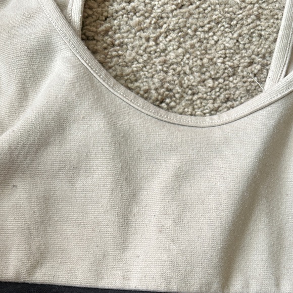 Silence + Noise beige/light taupe fitted dress with black high waist - Picture 3 of 8